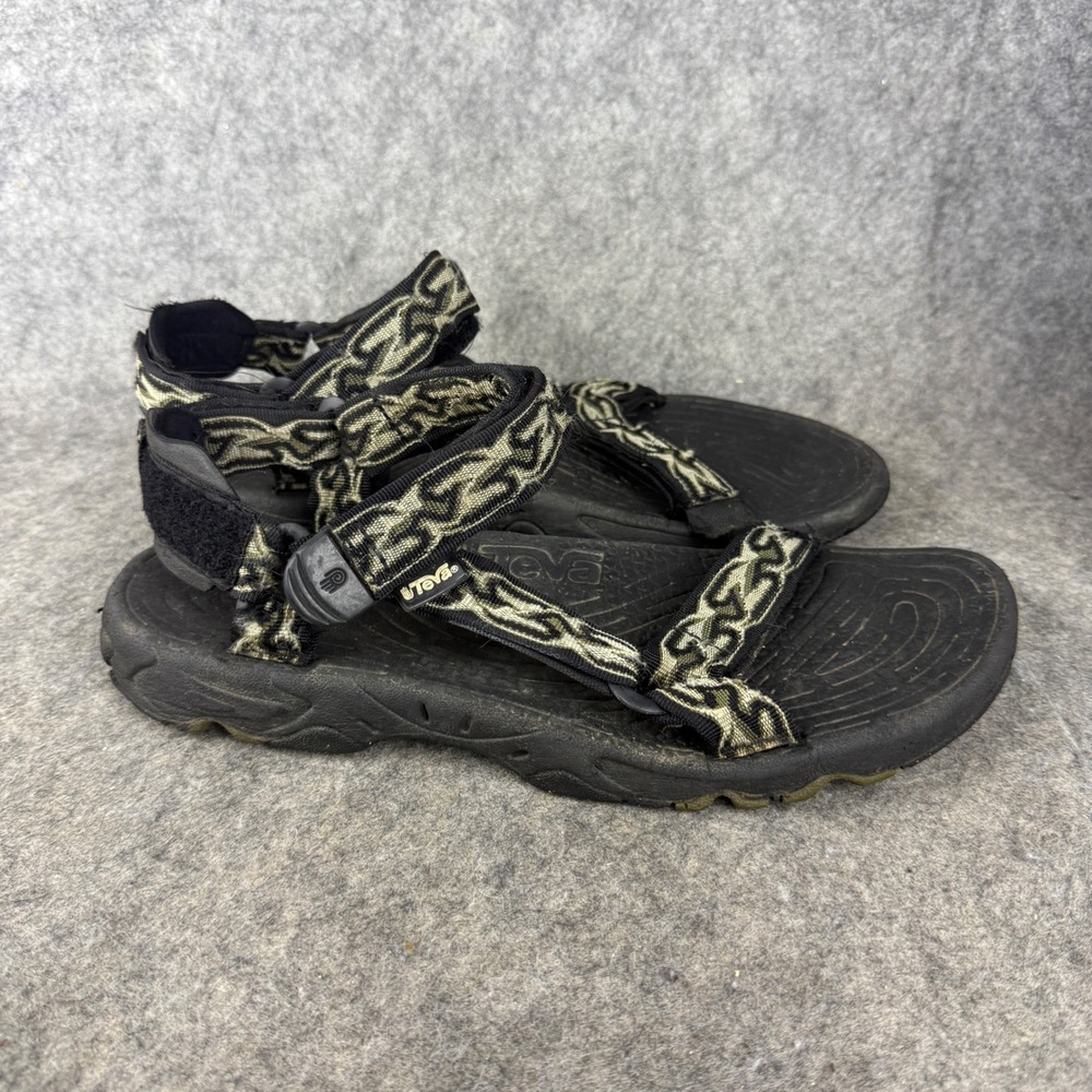 Teva Hurricane Sport Sandals Mens 8 Black Olive Green Geometric Strappy Hiking